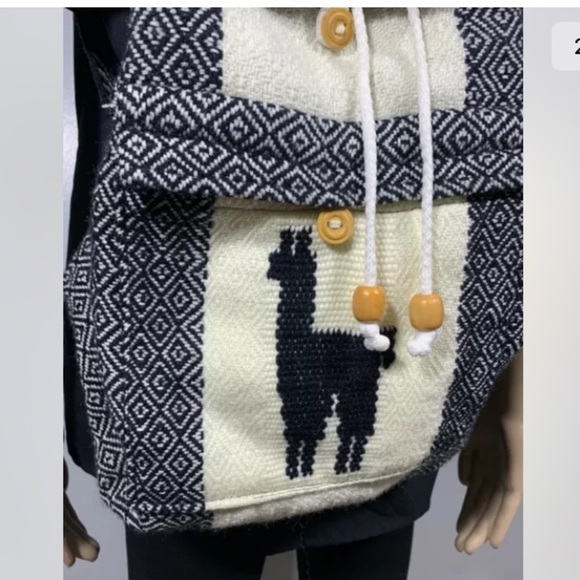 Peruvian Wool Backpack w/ Llama Pocket - Picture 2 of 4